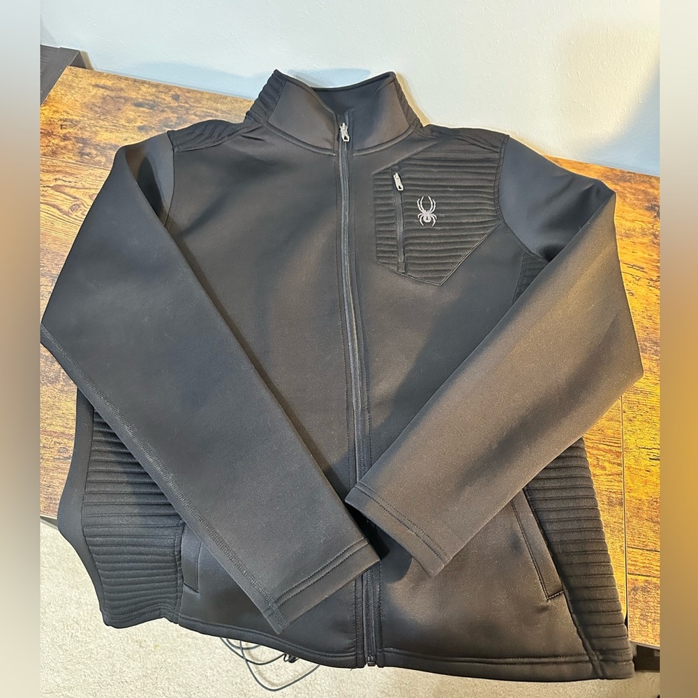 Men’s Spyder Venom Full Zip Jacket Black Crush Logo Size Large